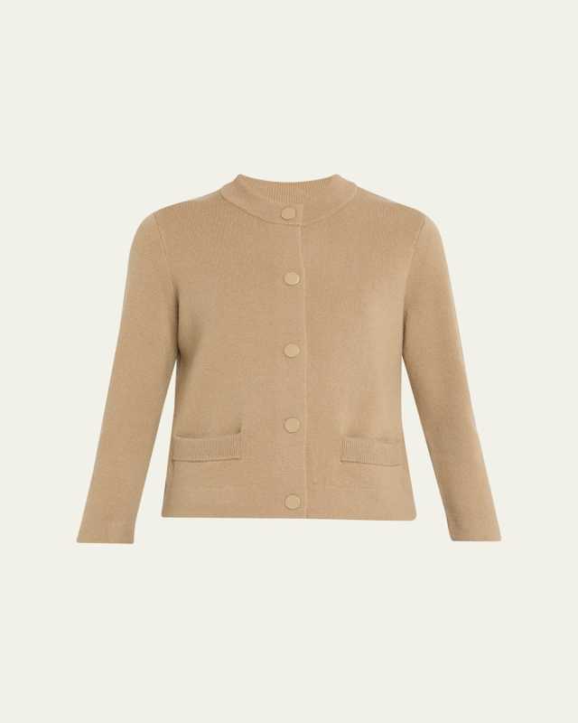 Wool and Cashmere Shrunken Snap Cardigan
